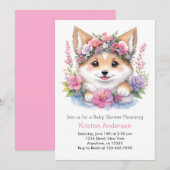 Woodland Wolf Dreams: Meisje Baby shower Kaart (Voorkant / Achterkant)