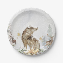 Woodland Wolf en Deer Forest Papieren Bordje