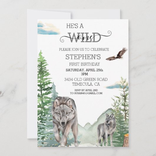 Woodland Wolf Forest Wild Op een dag Kaart (Voorkant)