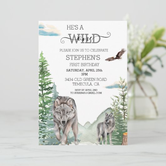 Woodland Wolf Forest Wild Op een dag Kaart (Staand voorkant)