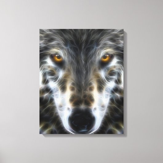 Woodland Wolf Inspirerend Portrait Canvas Afdruk (Voorkant)