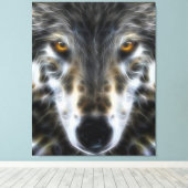 Woodland Wolf Inspirerend Portrait Canvas Afdruk (Insitu (Houten vloer))