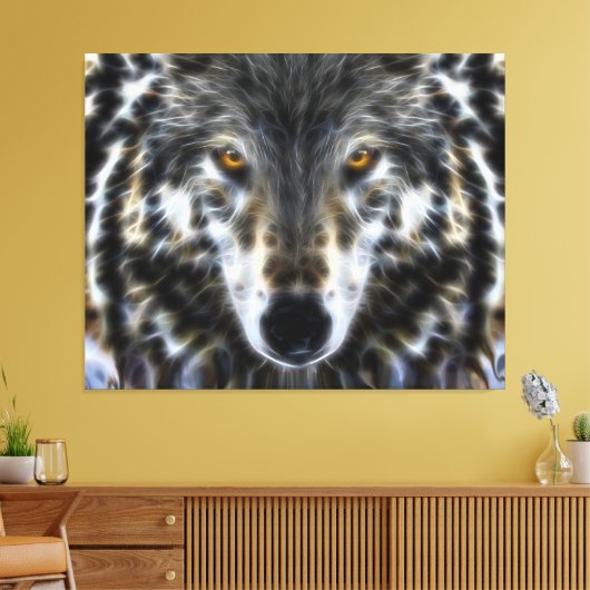 Woodland Wolf Inspirerend Portrait Canvas Afdruk (Insitu (Woonkamer))