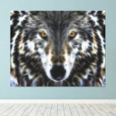 Woodland Wolf Inspirerend Portrait Canvas Afdruk (Insitu (Houten vloer))