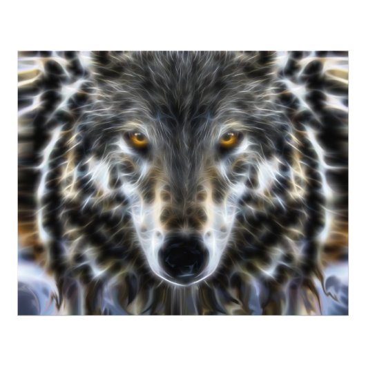 Woodland Wolf Inspirerend Portrait Foto Afdruk (Voorkant)