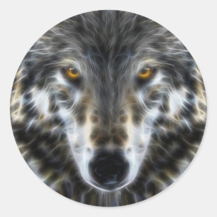 Woodland Wolf Inspirerend Portrait Ronde Sticker