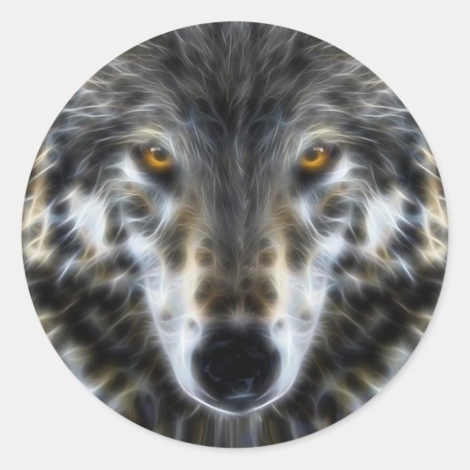 Woodland Wolf Inspirerend Portrait Ronde Sticker (Voorkant)