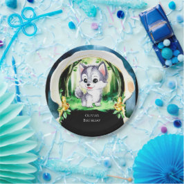 Woodland Wolf Verjaardag Papieren Bordje