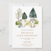 Woodland Wolf verjaardagsfeestje uitnodiging (Voorkant)