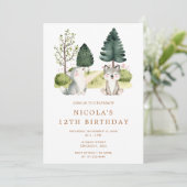 Woodland Wolf verjaardagsfeestje uitnodiging (Staand voorkant)