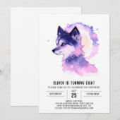 Woodland Wolf verjaardagsuitnodiging Kaart (Voorkant / Achterkant)