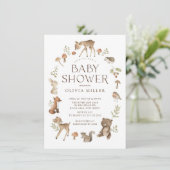 Woodland Wonder Baby shower Invitation Kaart (Staand voorkant)