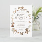 Woodland Wonder Baby shower Invitation Kaart (Staand voorkant)
