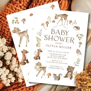 Woodland Wonder Baby shower Invitation Kaart