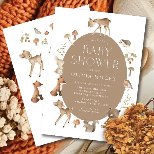 Woodland Wonder Baby shower Invitation Kaart