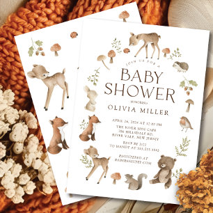 Woodland Wonder Baby shower Invitation Kaart