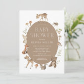 Woodland Wonder Baby shower Invitation Kaart (Staand voorkant)