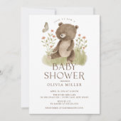 Woodland Wonder Beer Baby shower Invitation Kaart (Voorkant)