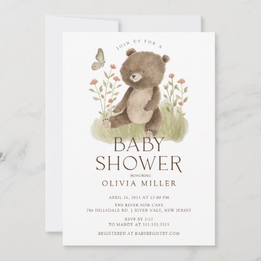Woodland Wonder Beer Baby shower Invitation Kaart (Voorkant)