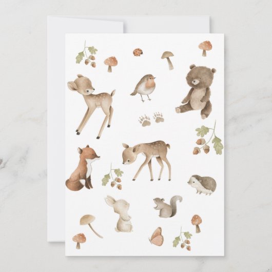 Woodland Wonder Beer Baby shower Invitation Kaart (Achterkant)