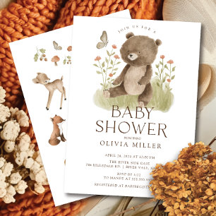 Woodland Wonder Beer Baby shower Invitation Kaart