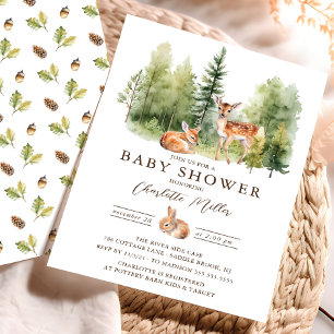 Woodland Wonder Deer Baby shower Kaart