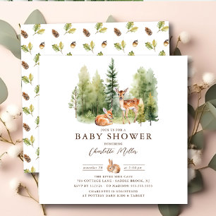 Woodland Wonder Deer Baby shower Kaart