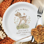 Woodland Wonder Deer Papieren Bordje<br><div class="desc">Introductie van onze charmante bosdieren baby shower ontwerp, ideaal om de komst van uw kleintje te vieren. Dit ontwerp is gemaakt met aandacht voor detail en bevat schattige illustraties van herten in het bos die een grillig en op natuur geïnspireerd thema creëren. De zachte boho kleuren en delicate typografie voegen...</div>
