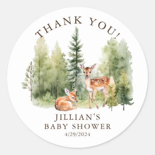 Woodland Wonder Deer Ronde Sticker (Voorkant)