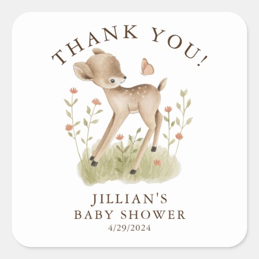 Woodland Wonder Deer Vierkante Sticker (Voorkant)