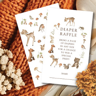 Woodland Wonder Diaper Raffle Ticket Informatiekaartje