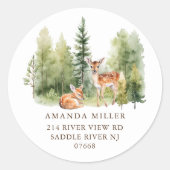 Woodland Wonder Herten Baby shower Adreslabel Ronde Sticker (Voorkant)