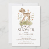 Woodland Wonder Herten Baby shower Invitation Kaart (Voorkant)