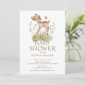 Woodland Wonder Herten Baby shower Invitation Kaart (Staand voorkant)