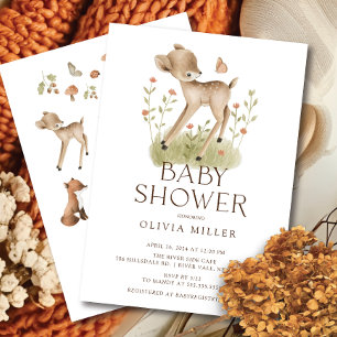 Woodland Wonder Herten Baby shower Invitation Kaart