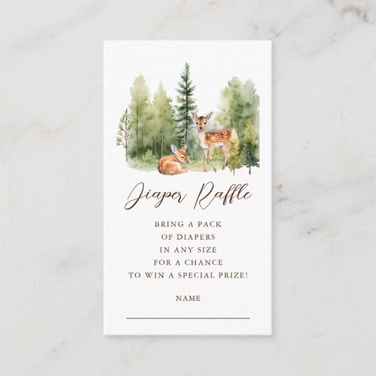 Woodland Wonder Herten Luier Raffle Ticket Informatiekaartje (Voorkant)