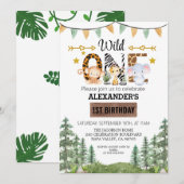 Woodland Wonder Oerwoud Safari 1e Verjaardag Kaart (Voorkant / Achterkant)