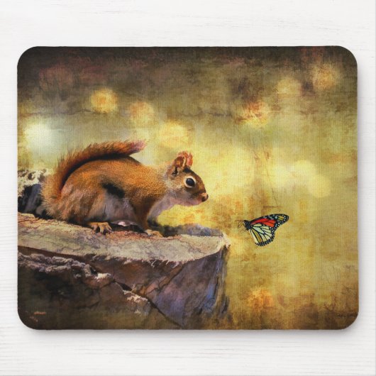 Woodland Wonder - Squirrel & Butterfly Mousepad Muismat (Voorkant)