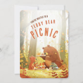 Woodland Wonder - Teddybeer Picknick Eerste Verjaa Kaart (Voorkant)