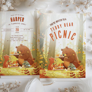 Woodland Wonder - Teddybeer Picknick Eerste Verjaa Kaart