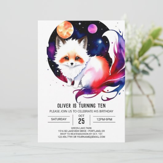 Woodland Wonderland Fox Verjaardag Kaart (Staand voorkant)