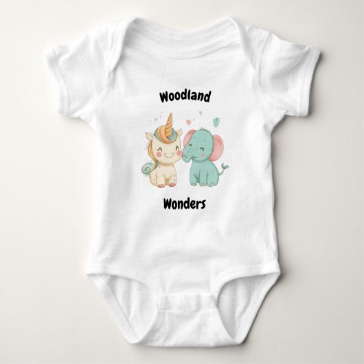 Woodland Wonders Eenhoorn & Olifant - Schattigee V Romper (Voorkant)