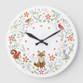 Woodland Wreath Clock Grote Klok