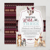 Woodland Young Wild en drie verjaardagen Kaart (Voorkant / Achterkant)