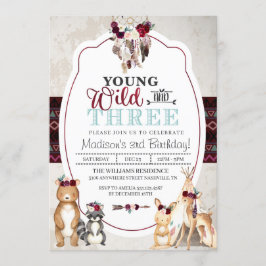 Woodland Young Wild en drie verjaardagen Kaart