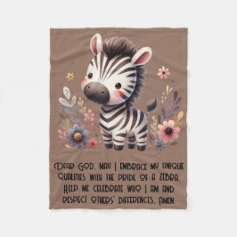 Woodland Zebra Kinder Christelijke Gebed op Bruin Fleece Deken