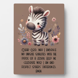 Woodland Zebra Kinder Christelijke Gebed op Bruin Fotoplaat