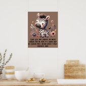 Woodland Zebra Kinder Christelijke Gebed op Bruin Poster (Keuken)