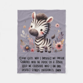 Woodland Zebra Kinder Christelijke Gebed op Paarse Fleece Deken
