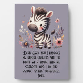 Woodland Zebra Kinder Christelijke Gebed op Paarse Fotoplaat